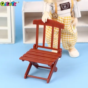 1Pc 1/12 Dollhouse Mini Foldable Beach Chair Miniature Simulation Furniture Accessories Dolls House Living Room Scene Decoration